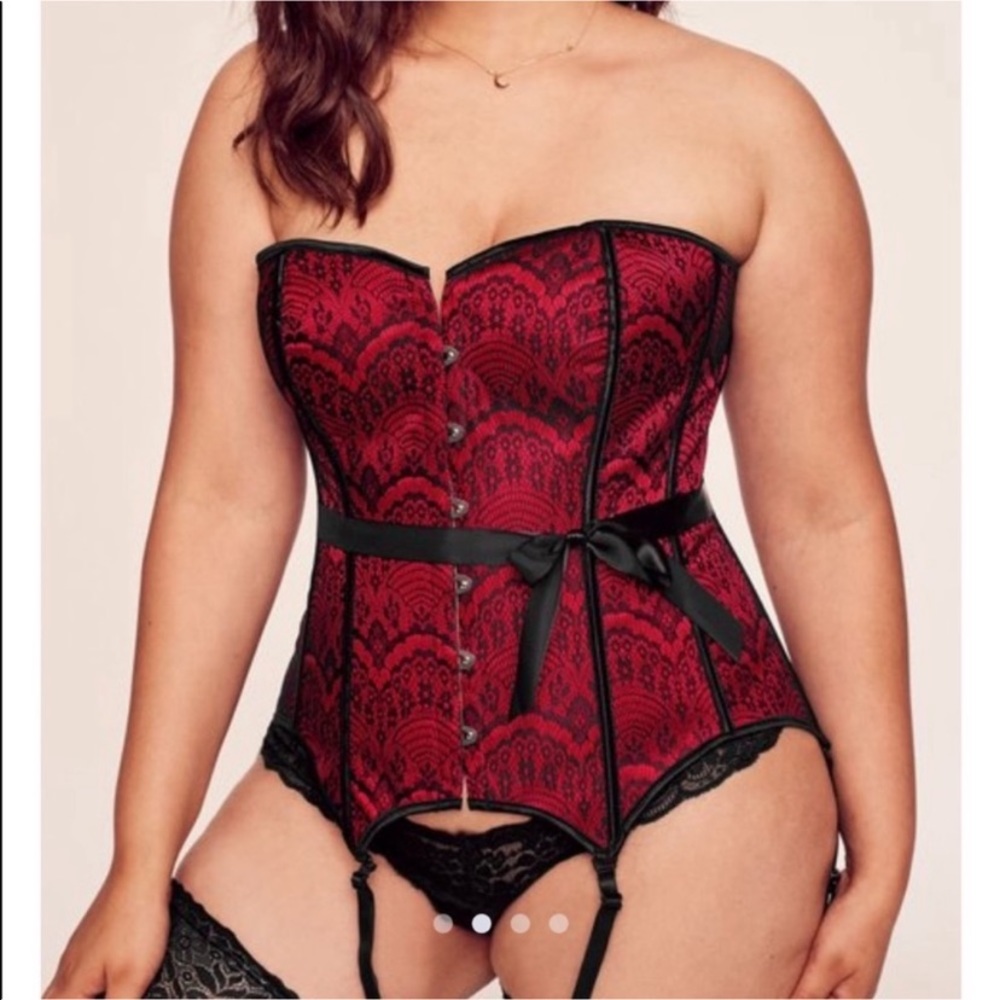 Adore Me scarlet corset satin lace up